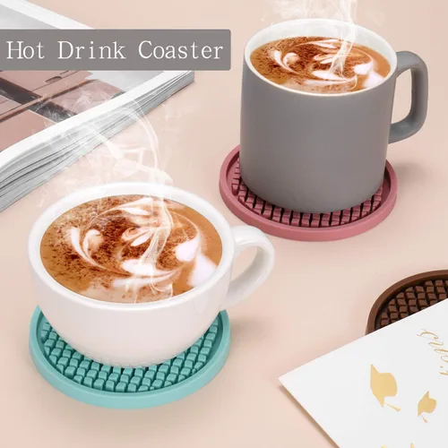 Miniatura 5 de ME.FAN Posavasos de silicona [paquete de 6] posavasos gruesos con soporte, tapete para tazas, antideslizante, antiadherente, se mantiene en su 6