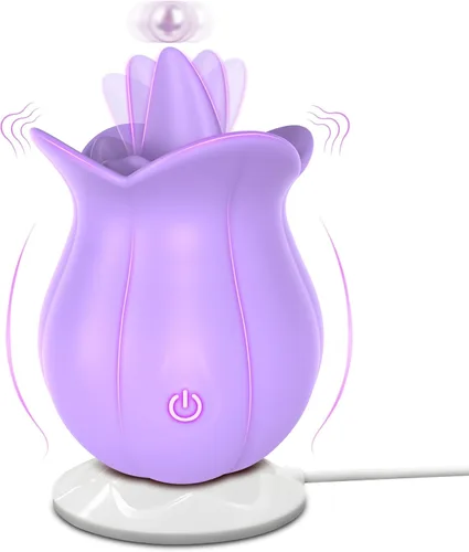 Vibrador de lengua, juguete sexual de rosa para mujeres, clítoris y lamedor de pezón, estimulador de clítoris con 10 lamiendo la lengua y vibración,