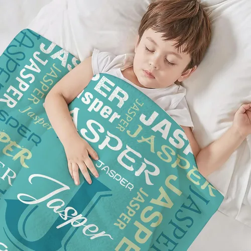 Miniatura 5 de Manta personalizada con nombre para adolescentes, niñas, niños, mantas de bebé personalizadas de franela ultra suave y acogedora, manta con nombre