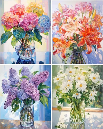 Miniatura 10 de Yeaqee 4 piezas de kits de arte de diamante DIY para pintura adulta, adornos de diamantes estéticos para la pared, adornos estéticos