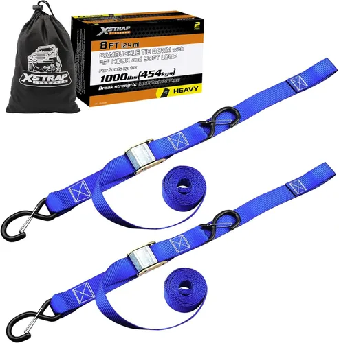 Miniatura 10 de XSTRAP STANDARD Correas de amarre para motocicleta (paquete de 2) 3,000 libras de resistencia a la rotura, 1.5 pulgadas x 8 pies, juego de amarre