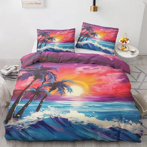 Miniatura 26 de Funda de edredón de ancla, tamaño individual, juego de cama náutico, 2 piezas, funda de edredón con patrón de microfibra suave con lazos