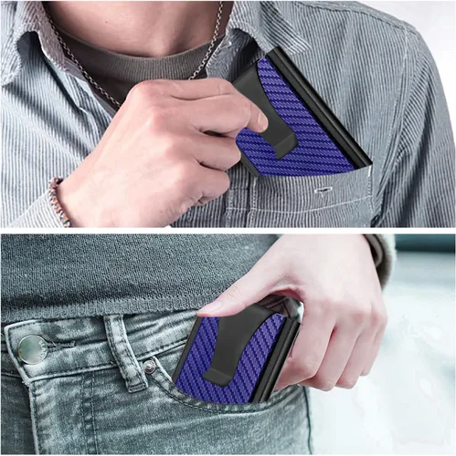 Miniatura 5 de Tarjetero, tarjetero para hombre, bolsillo frontal, minimalista, antirrobo RFID, carteras delgadas para hombres