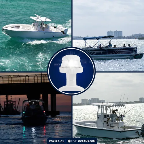 Miniatura 7 de Five Oceans Kit de luces de navegación para barcos, anclaje LED y luces bicolor, 12 V, reglas USCG 2 NM para pontón, barcos de pesca, lanchas