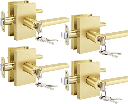 Miniatura 24 de Goldenwarm Manijas de puerta ficticias doradas, aleación de zinc resistente, palanca de puerta interior sin giro para pasillo y armario, perilla