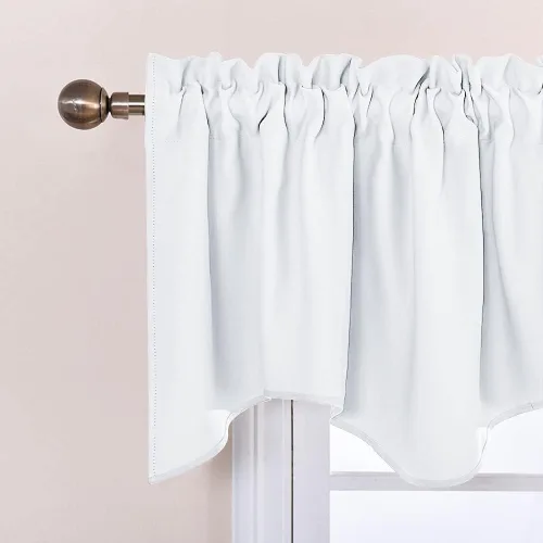 Miniatura 2 de NICETOWN Cenefa de ventana para dormitorio, ahorro de energía, bolsillo para barra, cenefa festoneada corta para ventana pequeña para lavandería