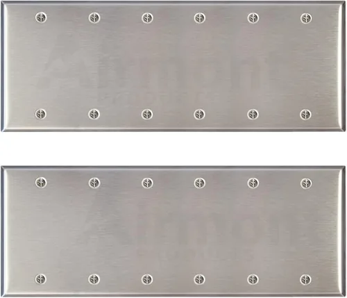 Miniatura 11 de AP-10411 - Juego de 2 placas de pared en blanco de acero inoxidable, tamaño estándar de 1 pandilla, 4.50 x 2.76 pulgadas, resistente a la corrosión