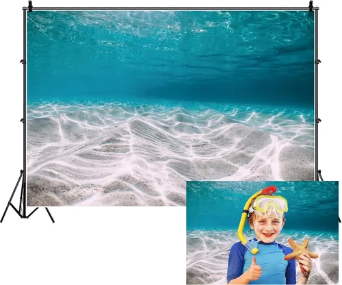 Miniatura 9 de Renaiss Fondo de 5 x 3 pies bajo el mar, mundo submarino, océano profundo, peces tropicales, arrecifes de coral, luz del sol, fondos marinos