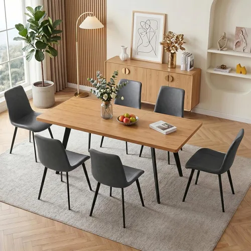 Miniatura 27 de Zerifevni 47.2"- 62.9" Extendable Dining Table Set of 5 Kitchen Table with 4 Dining Chairs, Modern Gray Wood Grain, Waterproof Scratchproof for