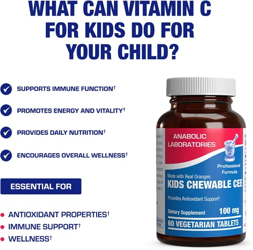 Miniatura 5 de Tabletas masticables de vitamina C para niños, deliciosa y nutritiva, vitamina C masticable para apoyo inmunológico y bienestar general, hechas
