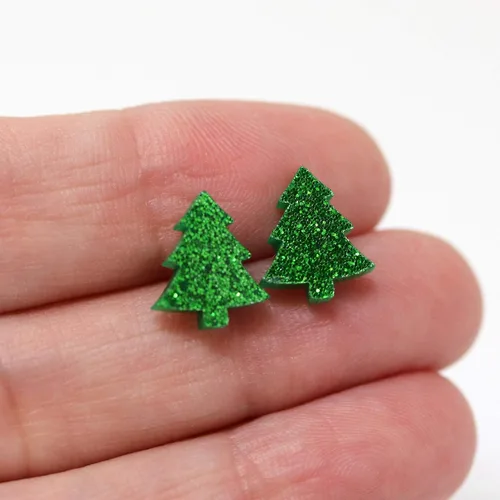 Miniatura 25 de Pendientes acrílicos cortados con láser sin metal en postes de plástico