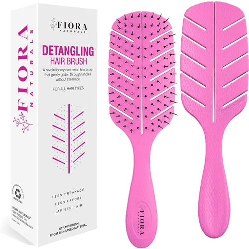 Cepillo Desenredante de Fiora Naturals - Cepillo desenredante 100% ecológico con cerdas ultrasuaves - Se desliza a través de los enredos con Rosa