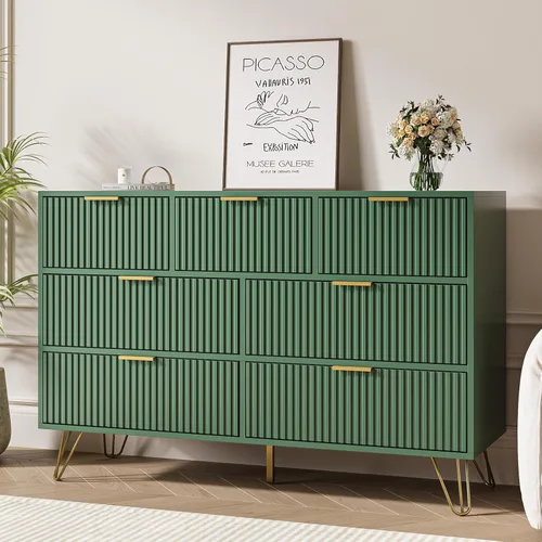 Miniatura 11 de MAISONARIA Cómoda negra para dormitorio, cómoda de 4 cajones con asas de metal dorado y cómodas, cómodas para pasillo, dormitorio
