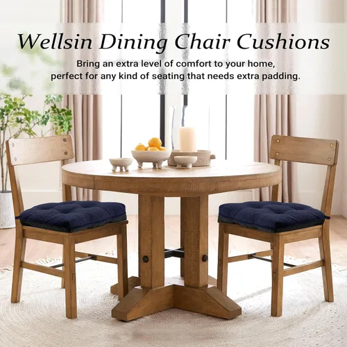 Miniatura 7 de Wellsin Cojines para Sillas de Comedor, Almohadillas Antideslizantes para Sillas de Cocina con Lazos, Cojines de Espuma Triturada con Mechones