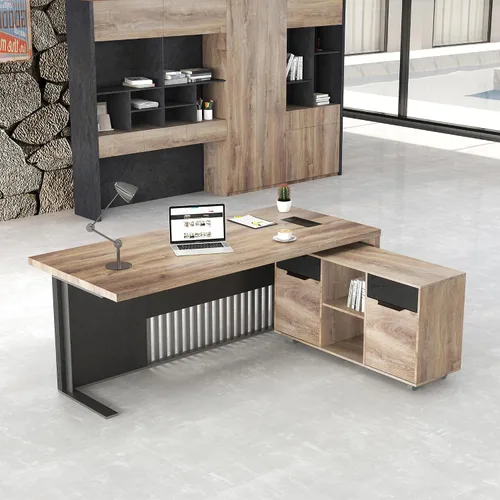 Miniatura 9 de Escritorio de oficina ejecutivo moderno de 63 pulgadas, escritorio para computadora para oficina en casa, muebles de negocios, estación de trabajo