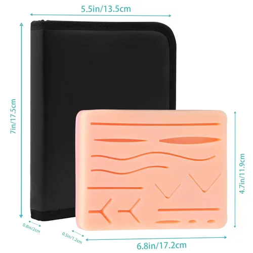 Miniatura 3 de Kit de práctica de sutura Spectabilis para estudiantes de medicina, almohadilla grande de silicona con 14 heridas precortadas, suministros