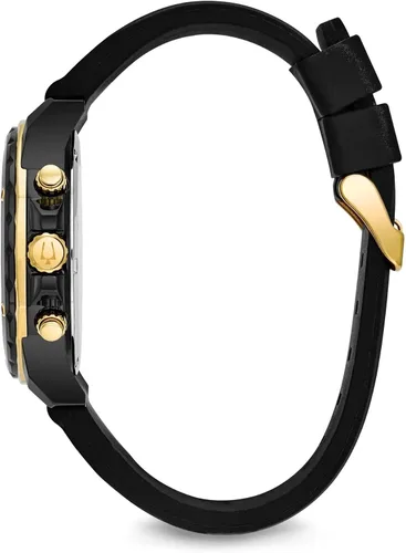 Miniatura 2 de Bulova Reloj de cuarzo para hombre de la serie Marine Star, con iones plateados en negro y oro rosa, acero inoxidable, cronógrafo de 6 manos, correa