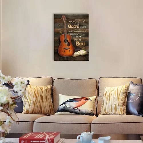 Miniatura 3 de Lienzo de guitarra para pared, diseño vintage y musical, cuadros cristianos para cocina, dormitorio, baño, oficina, retro, impresión musical