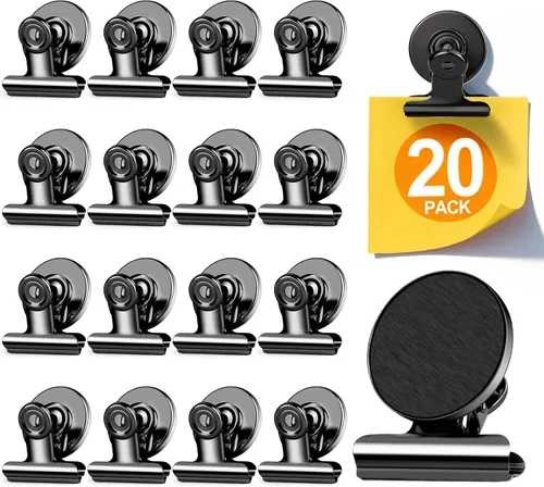 20 unidades de clips magnéticos, imanes para nevera, imanes para refrigerador, clips magnéticos negros para pizarra, imanes de clip para