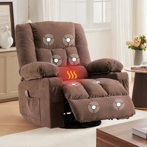 Miniatura 15 de Silla reclinable con portavasos para sala de estar, reclinable manual de tamaño grande con asiento individual, ergonómico, bolsillo lateral
