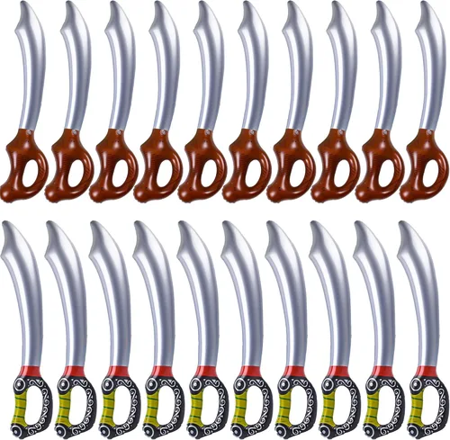 20 piezas de espadas piratas inflables, cuchillo inflado para fiesta temática pirata, cumpleaños, piscina, fiesta, cosplay, Halloween, accesorios de
