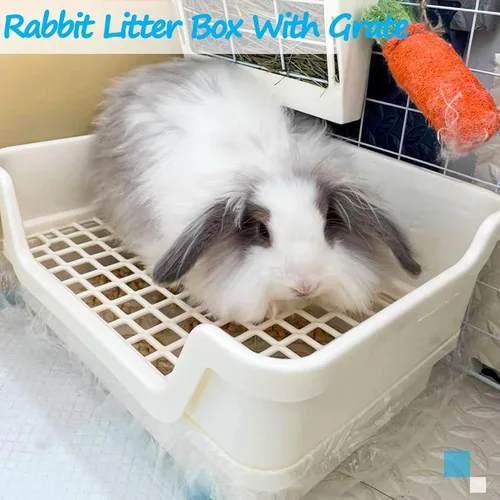 Miniatura 5 de Hamiledyi Caja de arena extra grande para conejos, inodoro de esquina para mascotas, entrenador de orinal para animales pequeños, bandeja de arena