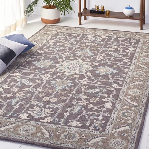 Miniatura 9 de SAFAVIEH Blossom Collection - Alfombra decorativa, 2 x 3 pies, gris oscuro y marrón claro, lana hecha a mano, ideal para zonas de alto tráfico