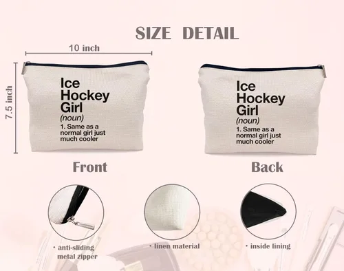 Miniatura 2 de Frases inspiradoras, definición de hockey sobre hielo, deportes, hockey sobre hielo, bolsa de maquillaje para niña, estuche con cremallera