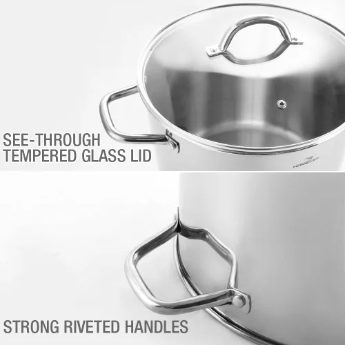 Miniatura 6 de HOMICHEF OLLA STOCK POT GRANDE DE 24 CUARTOS DE GALÓN CON TAPA - Batería de Cocina Stockpot de Acero Inoxidable Sin Níquel de 24 Cuartos de Galón