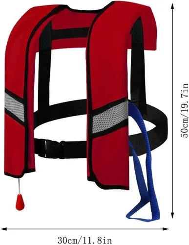 Miniatura 2 de Paquete de 3 chalecos salvavidas inflables automáticos 150N – Chaleco de natación de nailon ajustable con inflado de CO2, tiras reflectantes y Azul