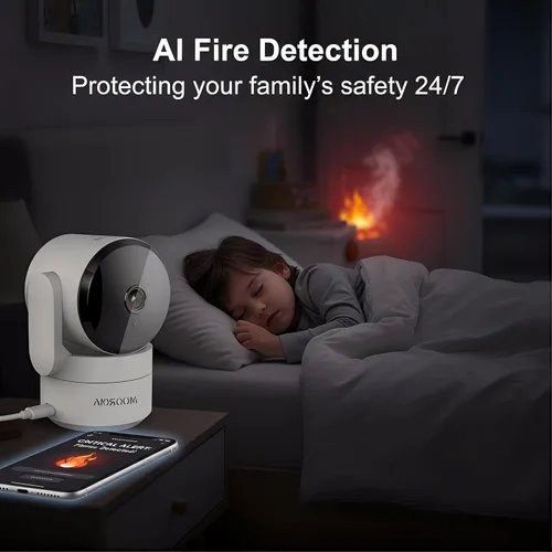 Miniatura 4 de Paquete de 4 cámaras de seguridad para interiores, cámara de vigilancia para el hogar con inclinación panorámica de 360°, detección de movimiento