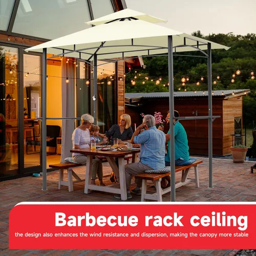 Miniatura 7 de Grill Gazebo Replacement Canopy Top Only - 5' x 8' Outdoor BBQ Gazebo Canopy Roof, Waterproof Double Tiered Shelter Cover Fit for Model L-GG001PST-F