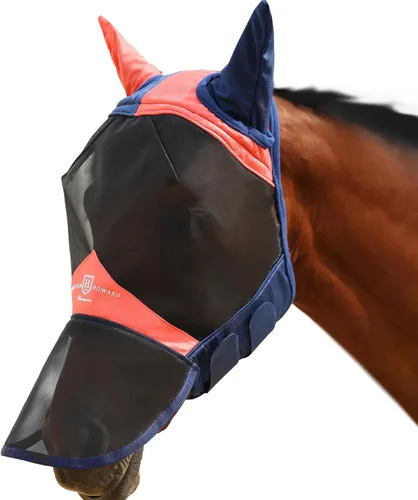 Miniatura 21 de Harrison Howard CareMaster Pro - Máscara luminosa para mosca de caballo, gran espacio para los ojos, nariz larga con orejas, protección UV para Azul