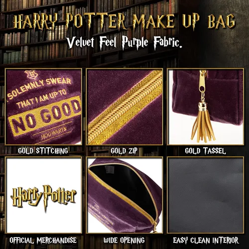 Miniatura 5 de Harry Potter Bolsa de Maquillaje de Terciopelo Estuche Cosmético Organizador de Viaje para Mujeres, Adolescentes y Niñas, Pequeño Neceser para Morado