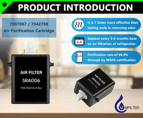 Miniatura 8 de Cartucho de purificación de aire para refrigerador 7042798-7007067 actualizado, repuesto para filtro de aire de refrigerador 7007076 (paquete de 2)