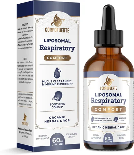 Gotas de alivio respiratorio liposomal 11 en 1 – Gotas de gordolobo para pulmones con saúco, raíz de regaliz – Apoya la limpieza pulmonar y el