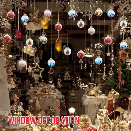Miniatura 4 de Chalyna 12 Piezas 67 Mm/2.64 Pulgadas Adornos de Bola Transparente de Navidad de Plástico Rellenables con Cuerda y Tapa de Metal Adornos Colgantes