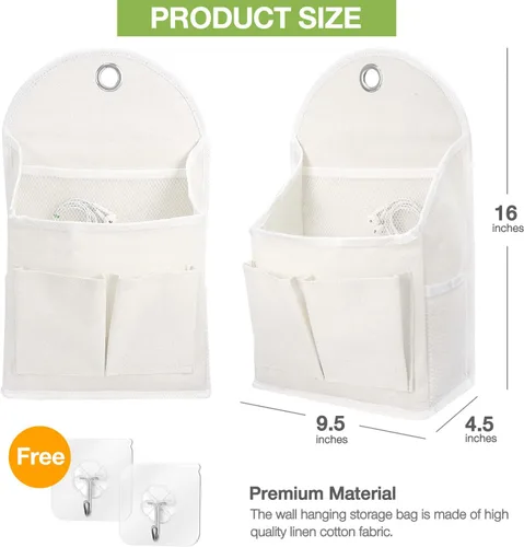 Miniatura 2 de Ndeno Paquete de 2 bolsas organizadoras para colgar en la pared con bolsillos, bolsa de almacenamiento de tela, cesta impermeable sobre la puerta