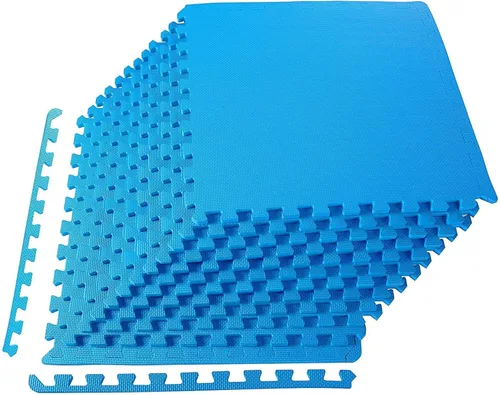 Miniatura 25 de BalanceFrom Baldosa de Espuma EVA Entrelazada para Ejercicio de 24 x 24 pulgadas – Suelo de Rompecabezas Antideslizante para Gimnasio en Casa, Azul