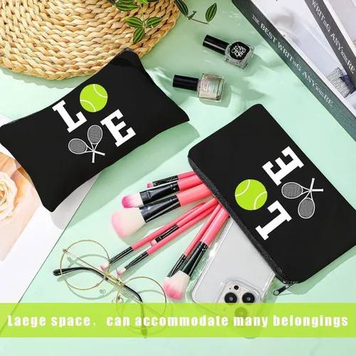 Miniatura 7 de Moukeren 12 piezas de bolsa de maquillaje de tenis, bolsa de cosméticos portátil de viaje, accesorios de aseo con cremalleras, regalos de tenis