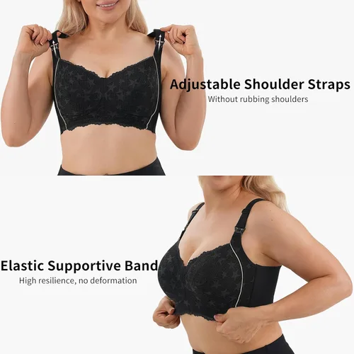 Miniatura 8 de Lace Plus Size Nursing Bras for Breastfeeding, Full Coverage Maternity Bra for Pregnancy, Soft Breastfeeding Bra