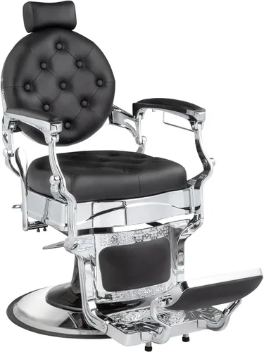 Miniatura 12 de OmySalon Silla de peluquería vintage multiusos, resistente, hidráulica reclinable, silla de belleza estilo retro, giratoria de 360 grados para Negro