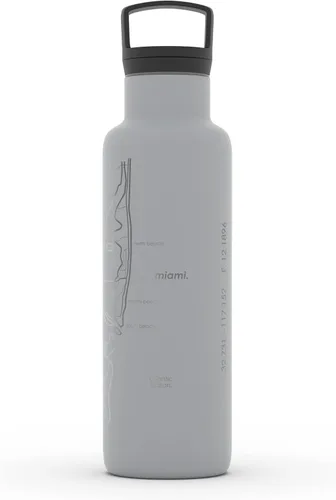 Miniatura 80 de Well Told Botella de agua aislada con mapa de Washington DC grabado, botella de acero inoxidable grabada (21 onzas, blanco) botella aislada de mapa