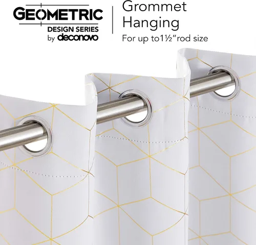 Miniatura 6 de Deconovo Cortinas opacas, aislamiento térmico y reducción de ruido, estampado de lámina de diamante – ojales en la parte superior, 2 paneles
