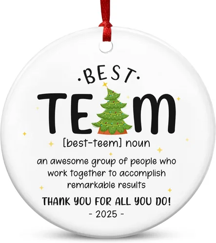 Miniatura 13 de TEEZWONDER Regalos para compañeras de trabajo y amigas - Adornos navideños de cerámica 2025 para decorar el árbol - Regalo de Navidad y cumpleaños