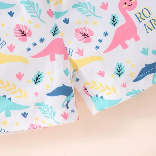 Miniatura 4 de Conjunto de 2 piezas para niña, camisa y pantalones cortos con cinturón, ropa de verano de 2 a 7 años