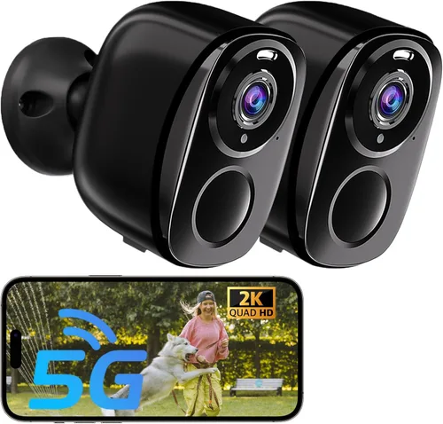 ELECCTV Cámaras de seguridad WiFi 5G/2.4G inalámbricas para exteriores, cámara de seguridad 2K 5G con detección de movimiento AI, visión nocturna a