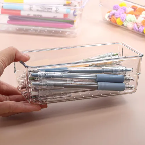 Miniatura 7 de 6 bandejas organizadoras de cajones de plástico transparente de 6 x 3 pulgadas con 25 almohadillas antideslizantes para maquillaje, joyas