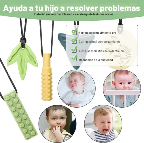 Miniatura 4 de MISSLILI Collares sensoriales masticables para masticadores agresivos, masticadores de silicona para autismo, TDAH, terapia motora oral y dentición