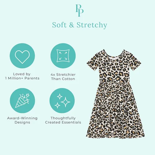 Miniatura 18 de Posh Peanut - Vestidos para niñas – Vestido suave para niña hecho con viscosa de bambú – Vestidos de otoño, primavera y verano para niñas